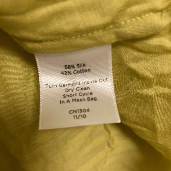 Silk/Cotton Chartreuse Sleeveless Blouse - Picture 3 of 6